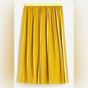 NWT J. Crew Pleated midi skirt in peekaboo stripe yellow grosgrain 12 AJ984